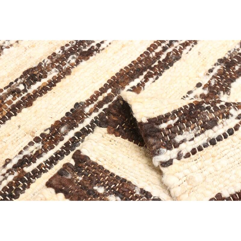 ECARPETGALLERY Braid weave Sienna Beige Wool Rug - 5'5 x 7'3