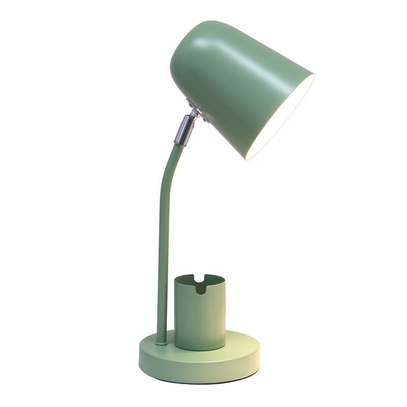 Metal Table Desk Lamp with Organizer and Adjustable Light - 7.09 x 5.51 x 15.75 in. (L x W x H)