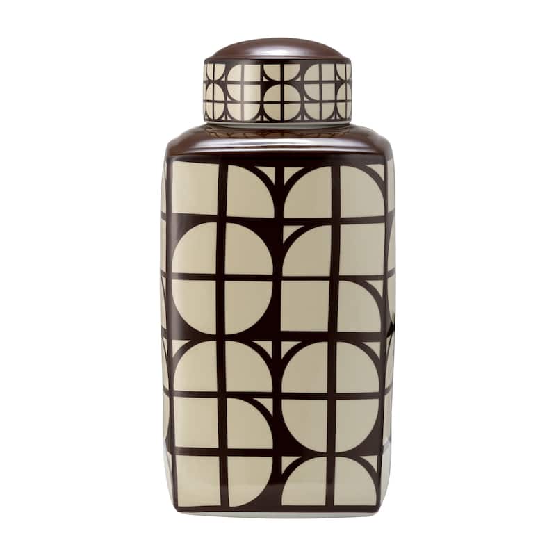 Sagebrook Home Ceramic Square Jar with Lid