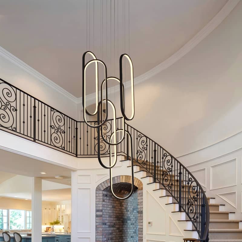 6 Ring Modern Chandelier Large LED High Ceiling Chandeliers