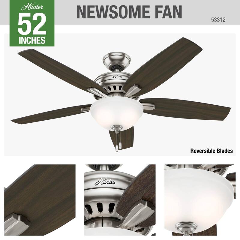 Hunter 52" Newsome Ceiling Fan with LED Bowl Light Kit and Pull Chain