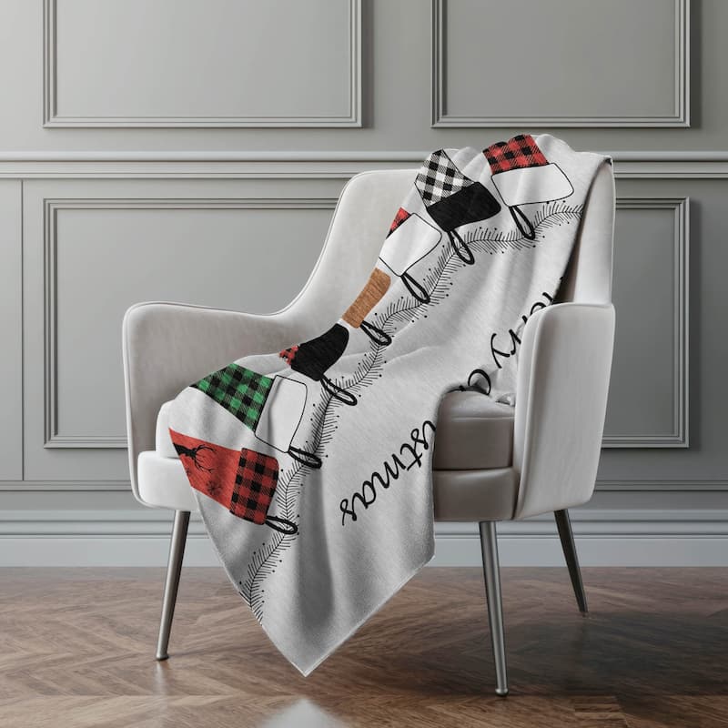 Premium Machine Washable ASB216 Merry Christmas Stockings Sherpa Throw Blanket