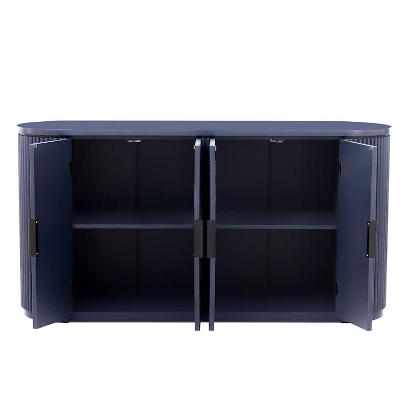 63" Vertical Striped Door Storage Cabinet with Adjustable Shelves