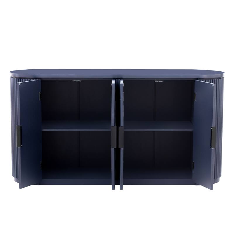 Vertical Striped Door Storage Cabinet with Metal Handles Adjustable,for Living Room