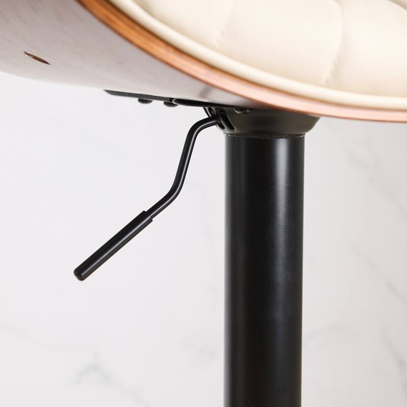 Mid-Century Modern Swivel Bar Stool - Walnut Finish & Faux Leather, Adjustable Counter Height