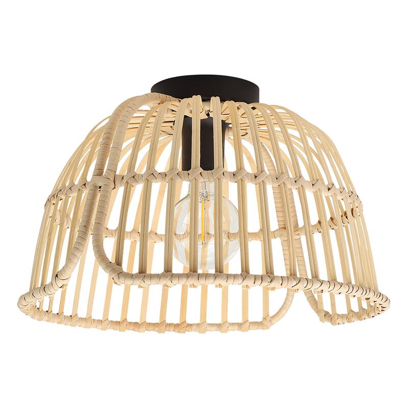 Glyneath - 1-Light Ceiling Light - Structured Black Finish - Structured Black, Natural
