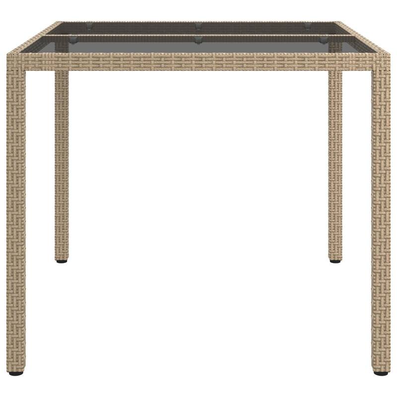 vidaXL Patio Table Tempered Glass and Poly Rattan Table 35.4"/59" Multi Colors