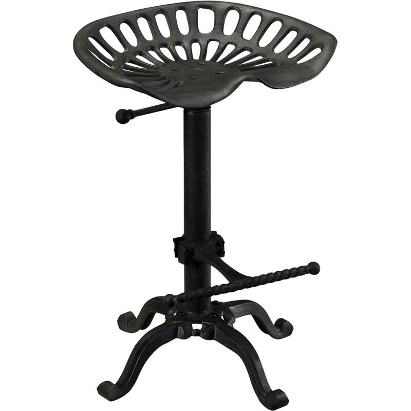 23" Black Iron Backless Adjustable Height Bar Chair - Black