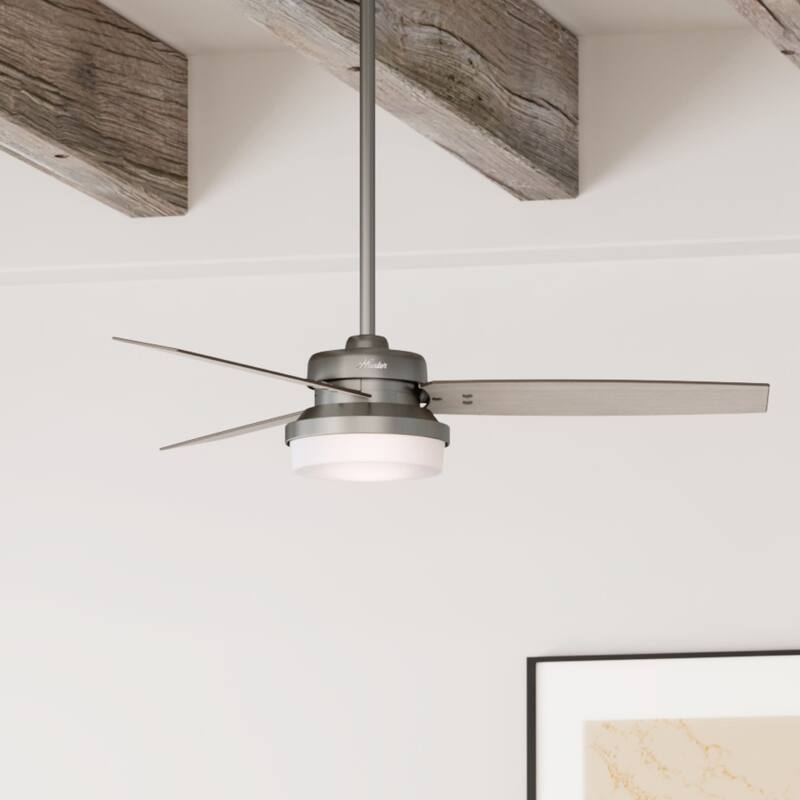 Hunter Fan Sentinel Brushed Nickel 52-inch Ceiling Fan with 3 Reversible Blades - Silver - Brushed Slate