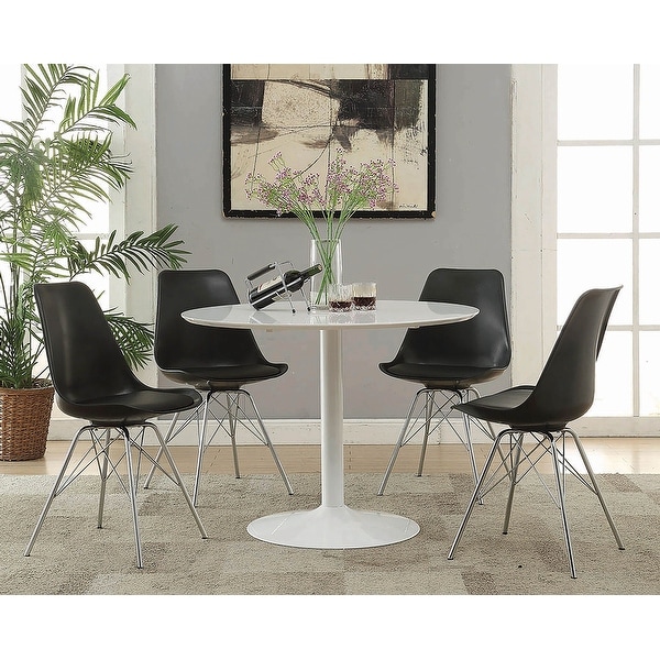 Silver Orchid Rosar White Metal Round Dining Table. Opens flyout.