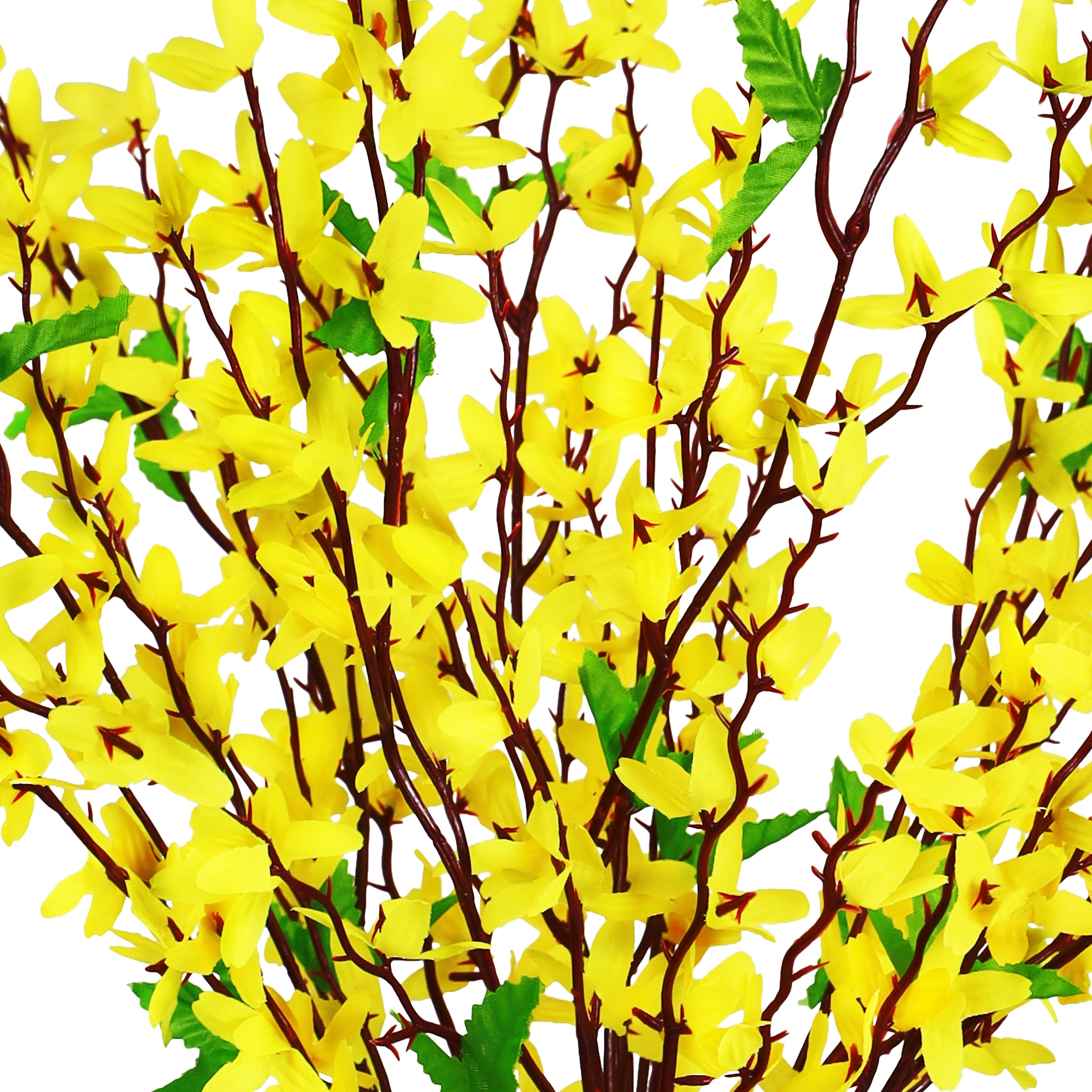 Set of 2 Yellow Artificial Forsythia Flower Stem Bush Bouquet 23in 23