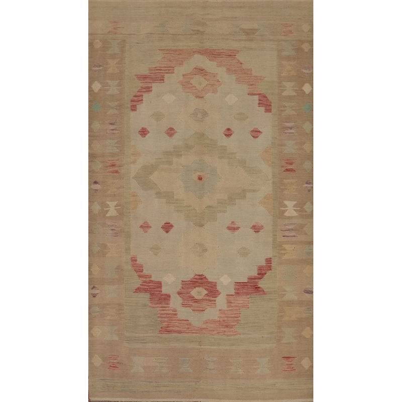 Hand Woven Oriental 100% Wool Carpet Southwestern Tribal Multi-Colored Kilim Area Rug - 7' 10'' X 4' 6''