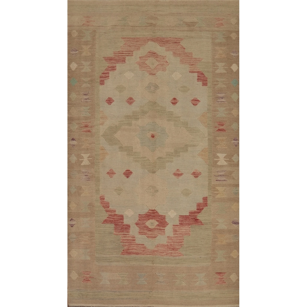 Hand Woven Oriental 100% Wool Carpet Southwestern Tribal Multi-Colored Kilim Area Rug - 7' 10'' X 4' 6''