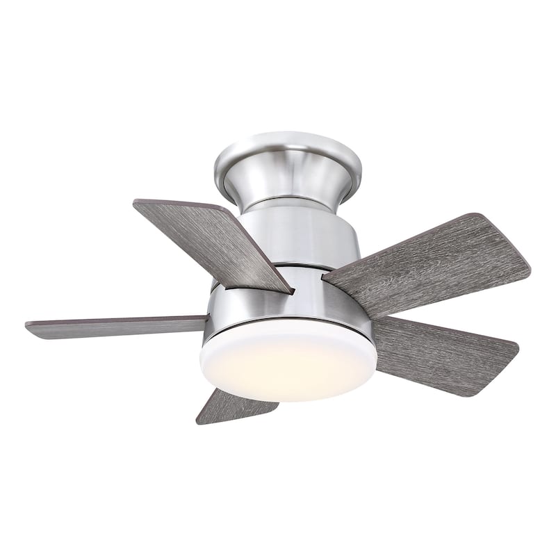 24" Brushed Nickel Wooden Small Hugger Ceiling Fan with Light