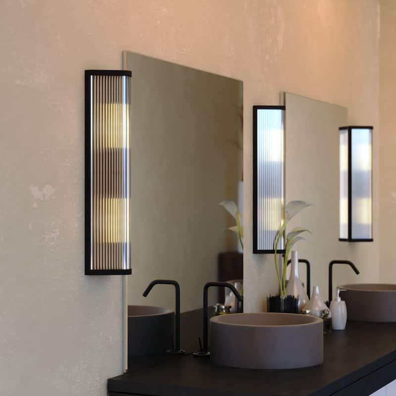 Barbier 2-Light 5.5 in W x 22.25 in H Modern Wall Sconce, Clear Glass, Dimmable, LED Compatible, Bathroom Vanity Fixture