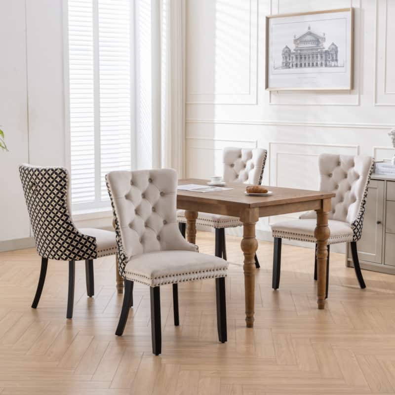 High-end Tufted Solid Wood Contemporary Velvet Upholstered Dining Chair,SET OF 2