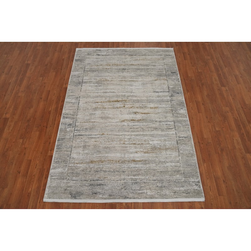 Machine Made Oriental Polyester Carpet Abstract Multi-Colored Distressed Area Rug - 7' 5'' X 5' 2''