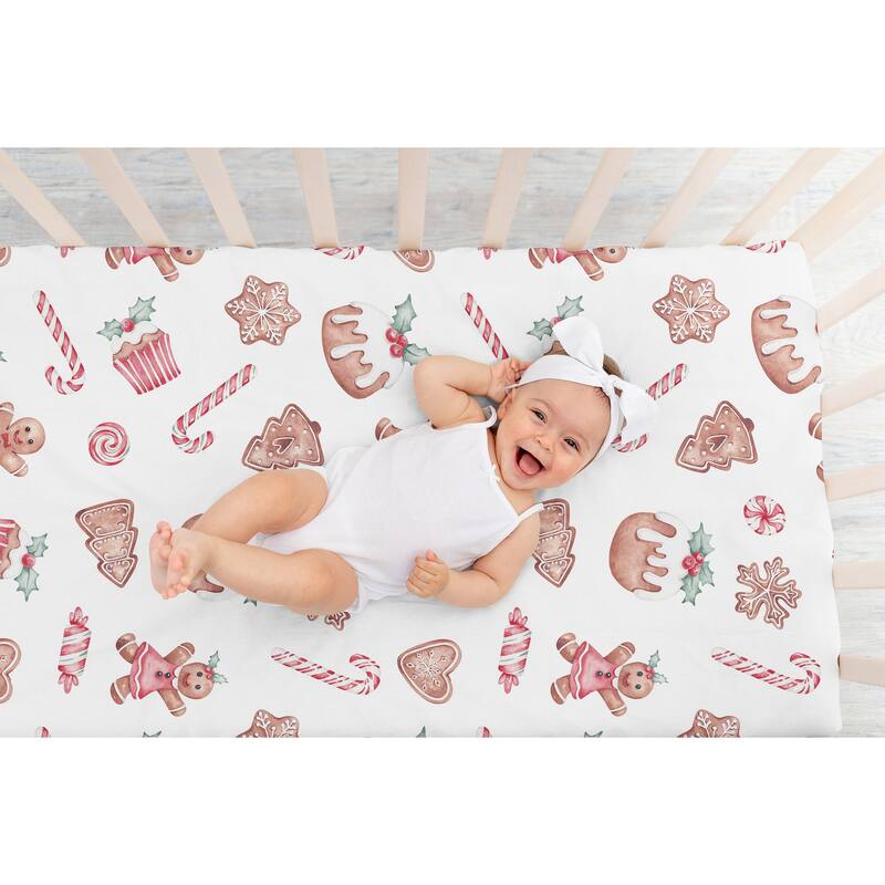 Sweet Jojo Designs Christmas Holiday Boy, Girl, Unisex/Gender Neutral 3 Pack Fitted Crib Sheets - Gingerbread, Snowflakes, Trees