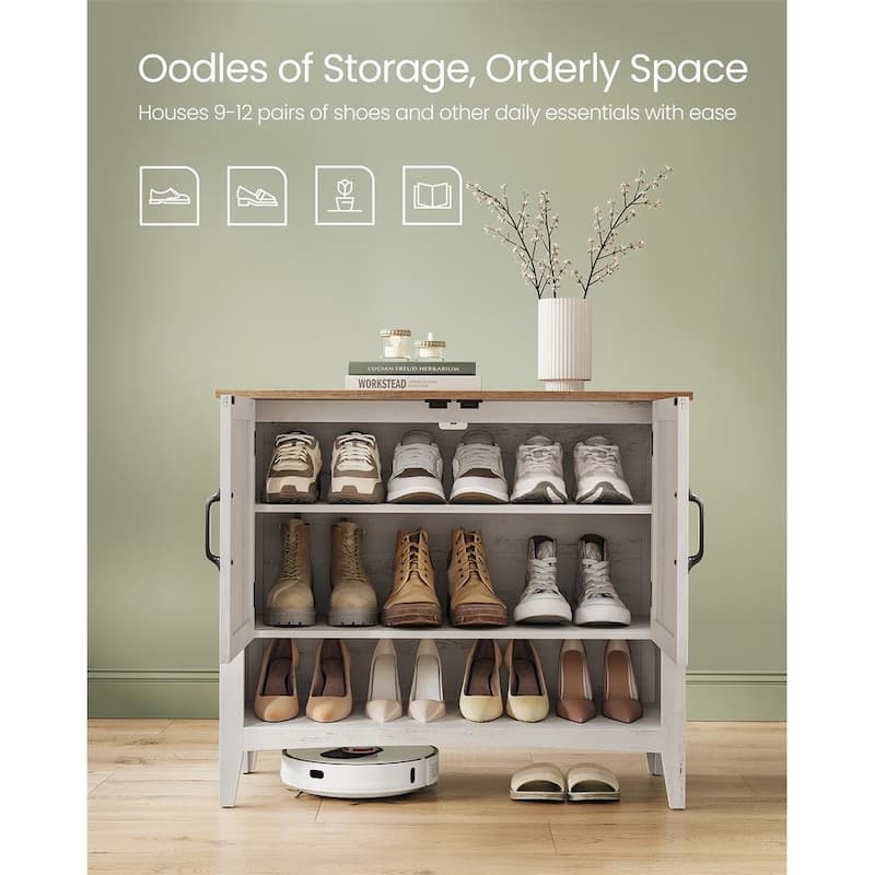 3-Tier Freestanding Shoe Cabinet with Height Adjustable Shelf Suitable for Entryways - 31.5"L x 13.8"W x 27.6"H