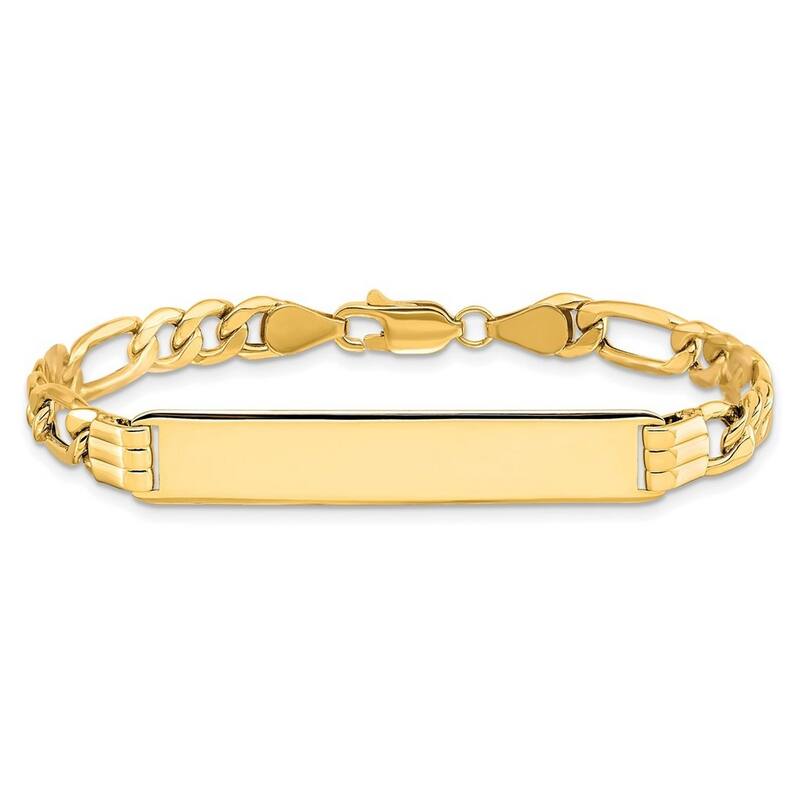 Curata 8.31mm 10k Yellow Gold Engravable Semi solid Figaro Link ID Bracelet