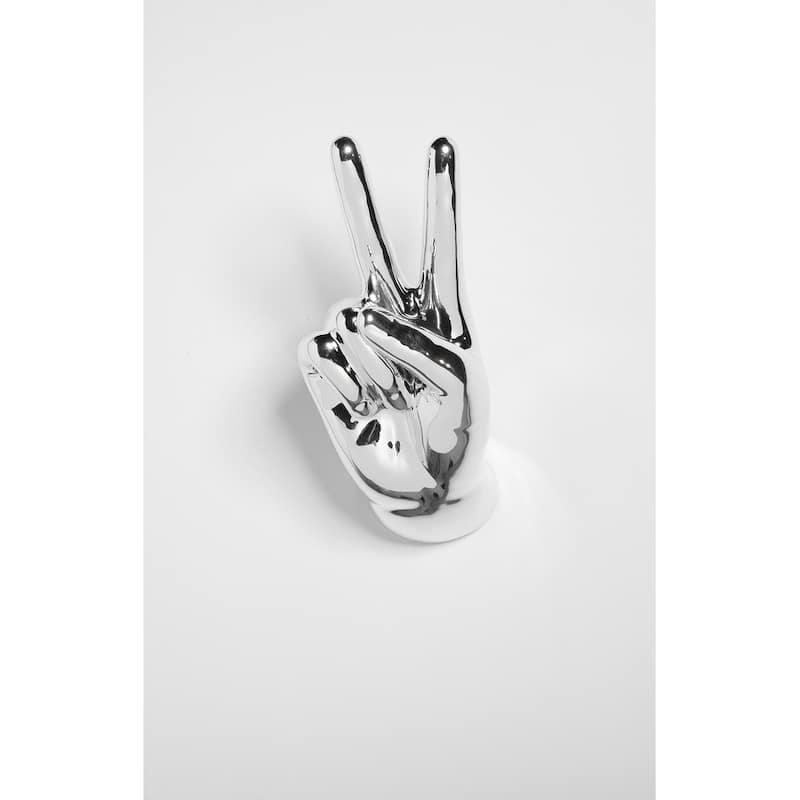 Interior Illusions Plus Silver Peace Hand Wall Mount - 9" tall