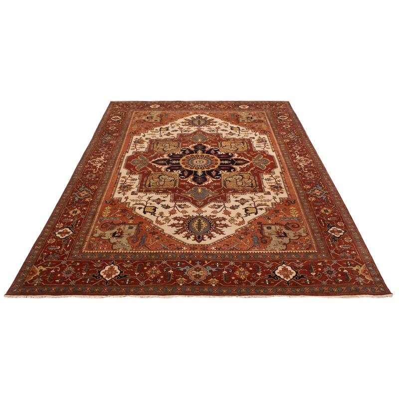 ECARPETGALLERY Hand-knotted Jules Sultane Dark Copper, Ivory Wool Rug - 9'9 x 13'10