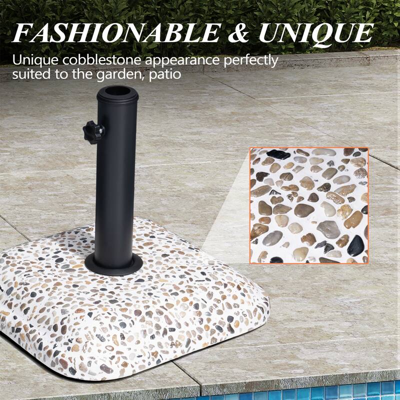 Pellebant Outdoor Patio Square Umbrella Base Concrete-Cobble Finish - N/A