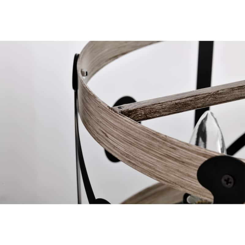 Copas 16 Inch Imitation Wood Grain Drum Shape Chandelier