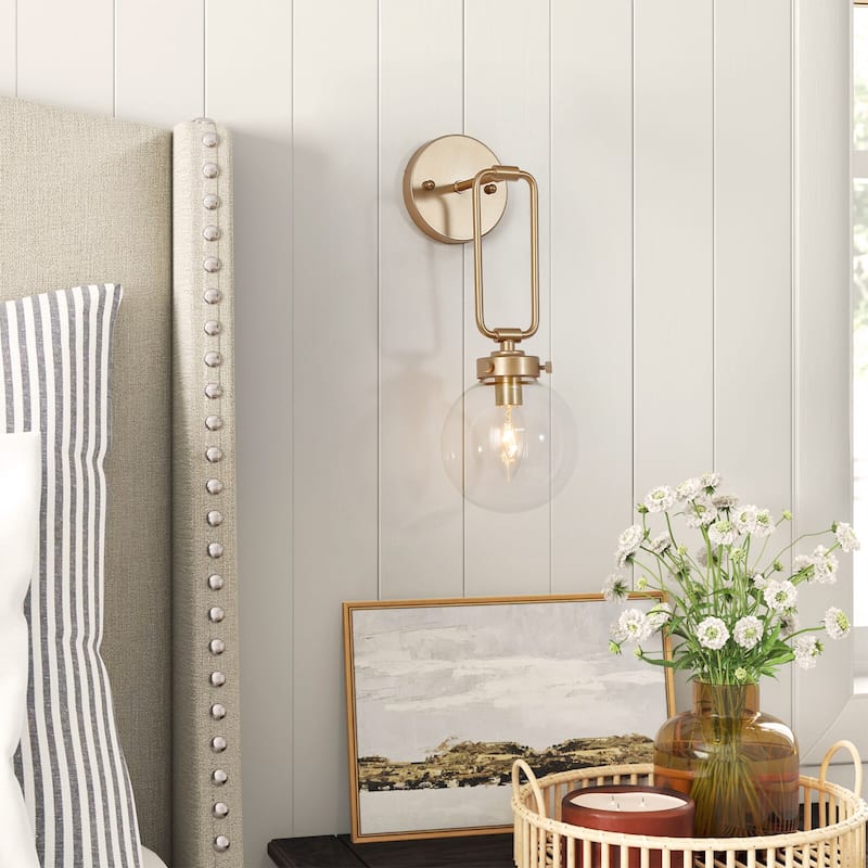 Modern Contemporary 1-light Bathroom Vanity Globe Glass Urban Wall Sconces Dimmable LED - L5" X W7" X H14.5"