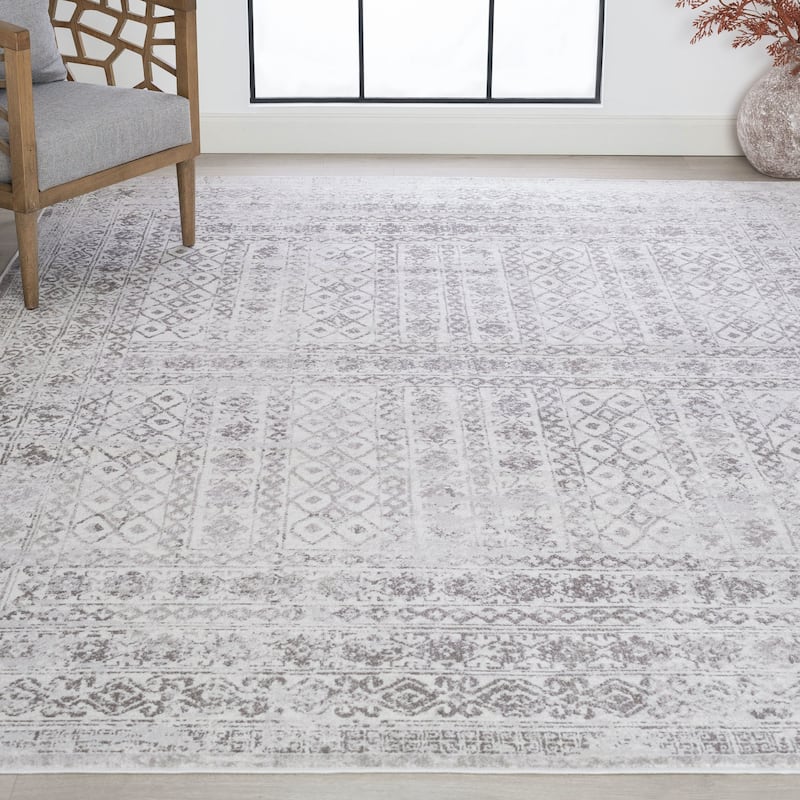Linx Farmhouse Diamond Indoor Area Rug - 8'9'' x 12'2'' - Gray