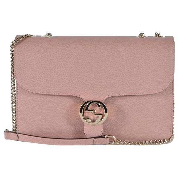 Shop Gucci 510303 Pink Leather Interlocking GG Marmont Crossbody Purse Handbag - Free Shipping ...