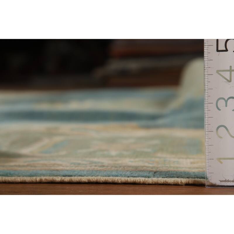 Hand Knotted Oriental 100% Wool Carpet Transitional Medallion Navy Blue & Blues Oushak Area Rug - 11' 11'' X 9' 2''