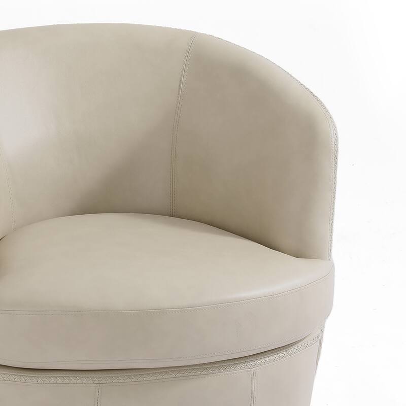 Modern Upholstery Barrel Swivel Chair Faux Leather