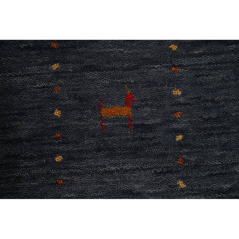 Gabbeh Area Rug Handmade Wool Carpet - 5'2" x 7'11"