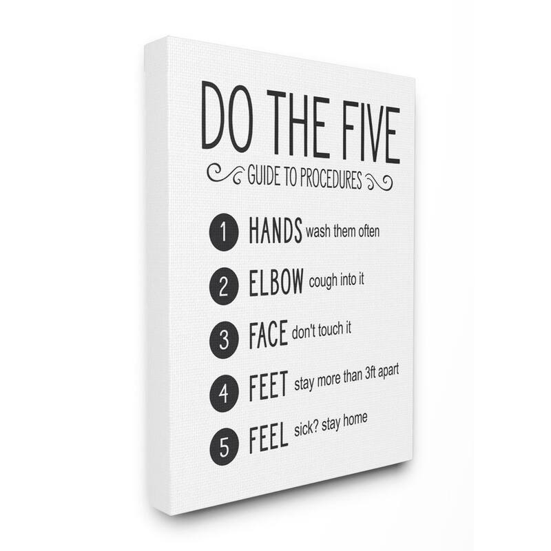 Stupell Five Procedures of Cleanliness Virus Office Sign Canvas Wall Art Design By Lettered and Lined - 16 x 20