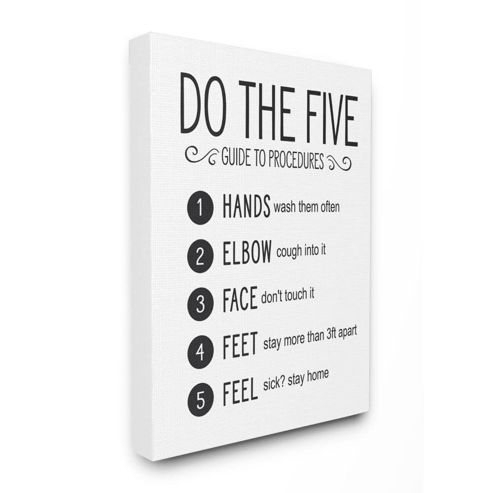 Stupell Five Procedures of Cleanliness Virus Office Sign Canvas Wall Art Design By Lettered and Lined