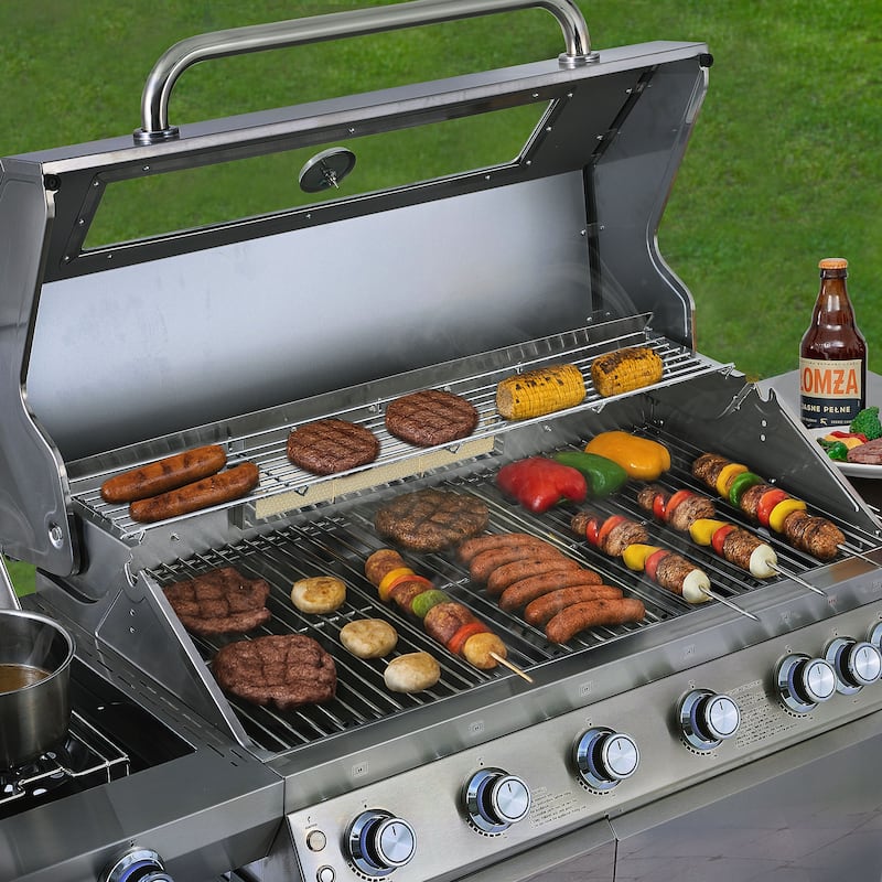 Royal Gourmet, 6-Burner Gas Grill with Side & Infrared Rear Burners - N/A