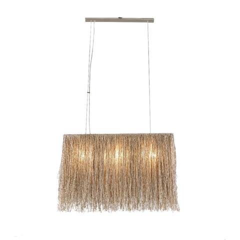 Bali Boho Jute Rectangle Hanging Pendant Light - 3' x 6" x 2'