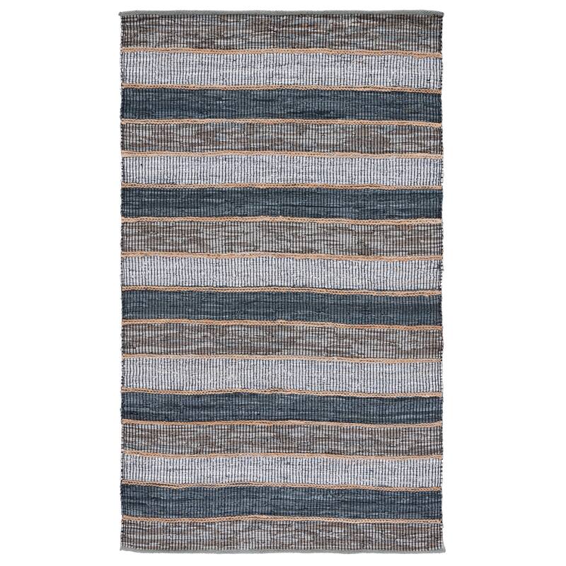 SAFAVIEH Handmade Vintage Leather Milissa Modern & Contemporary Leather - 4' x 6' - Grey/Natural - Rectangle
