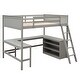 preview thumbnail 8 of 55, Full Size Wooden Loft Bed with Desk and Shelves, Space-Saving Design