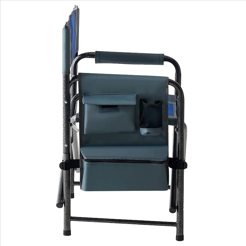 2-piece Padded Folding Outdoor Chair with Storage Pockets