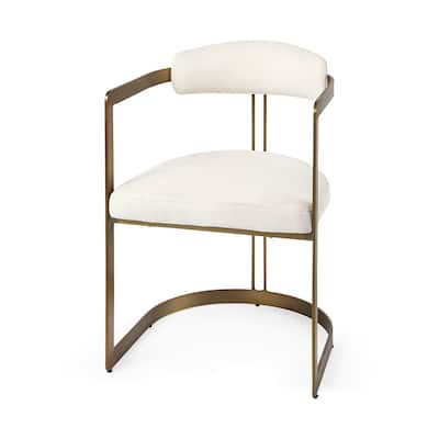 Hollyfield Cream Fabric Seat With Gold Iron Frame Dining Chair - 20.4"W x 21.2"D x 29.5"H