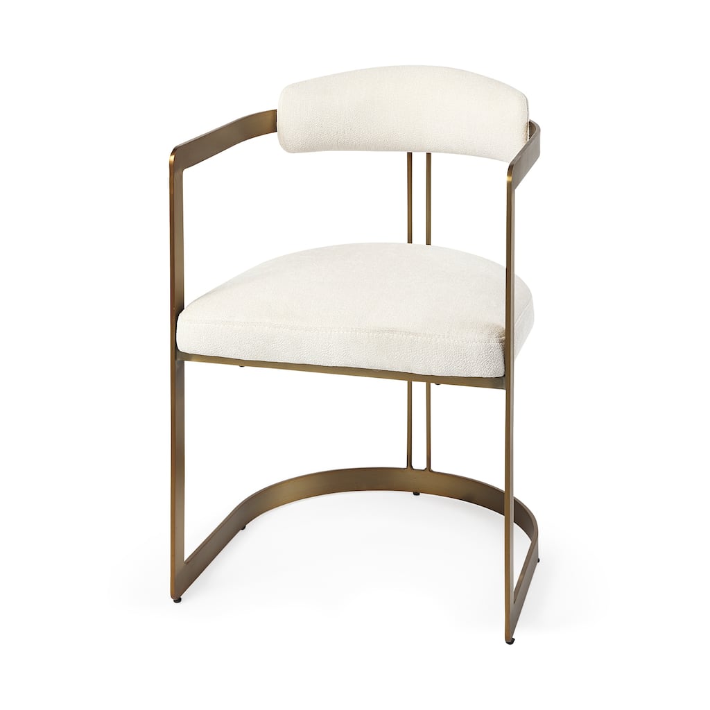 Hollyfield Cream Fabric Seat With Gold Iron Frame Dining Chair - 20.4"W x 21.2"D x 29.5"H