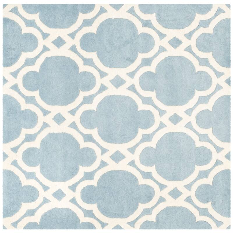 SAFAVIEH Handmade Chatham Naemi Modern Wool Rug - 5' Square - Blue/Ivory