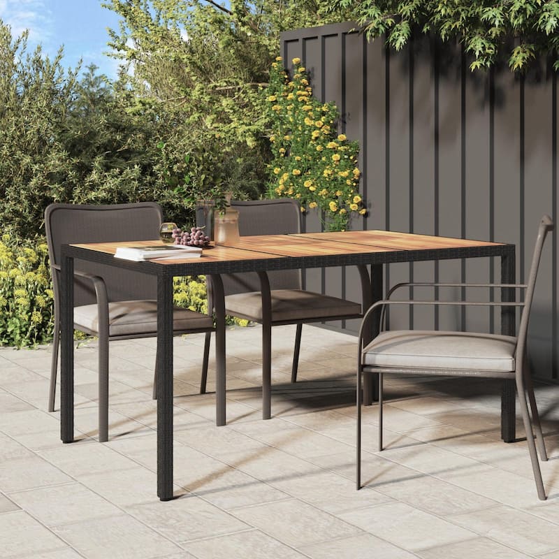 vidaXL Solid Wood Acacia Patio Table Desk Furniture Black/Gray Multi Sizes - Black and Natural 59.1 x 35.4 x 29.5 in