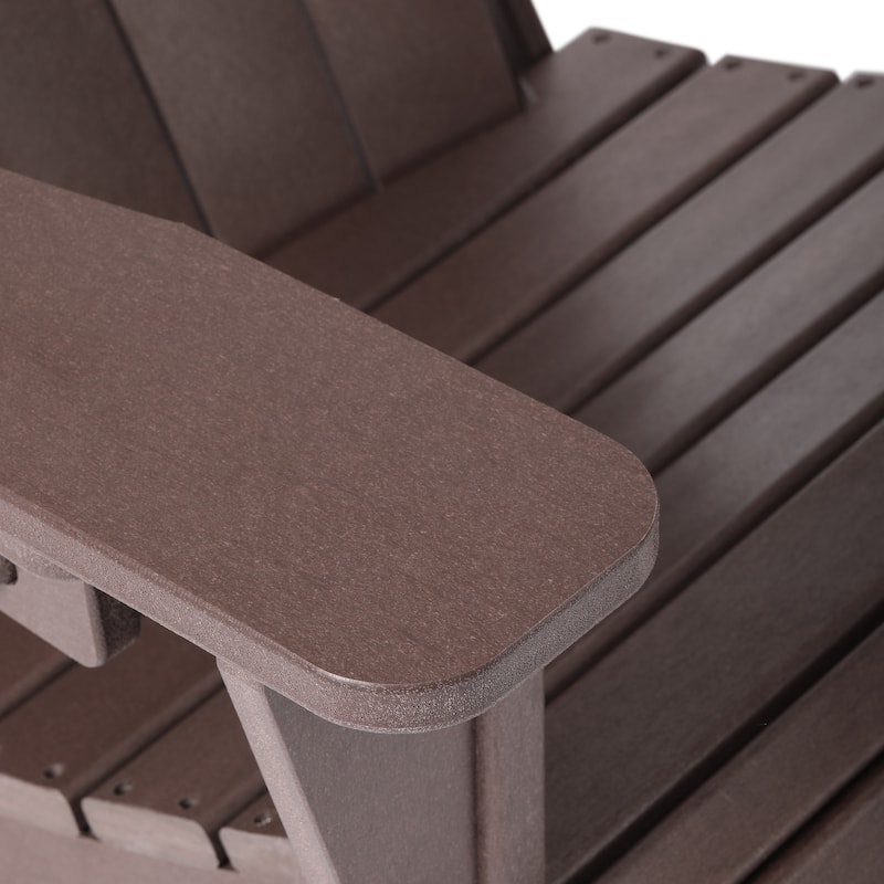 Aderson Outdoor Patio Adirondack Chair with Side Table and Coffee Table 4-Piece Conversation Set
