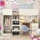 preview thumbnail 2 of 22, Beige Full Size Loft Bed with Wardrobe, Desk, and Storage