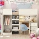 preview thumbnail 1 of 22, Wood Full Size Loft Bed with Built-in Wardrobe, Desk, Storage Shelves, and Drawers Beige