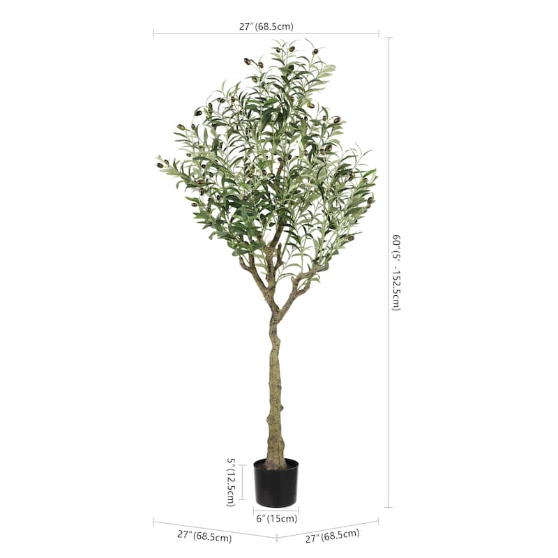 SAFAVIEH Lanette Faux Olive 60-inch Potted Tree - 27" W x 27" D x 60" H - 27Wx27Dx60H