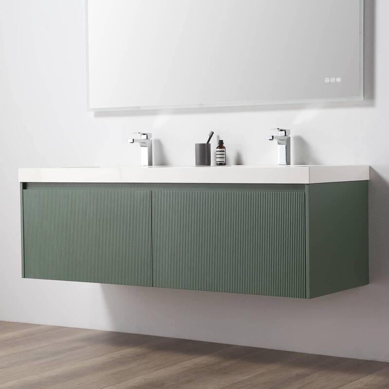 Blossom Positano 60" Floating Double Sink Vanity with Side Cabinets